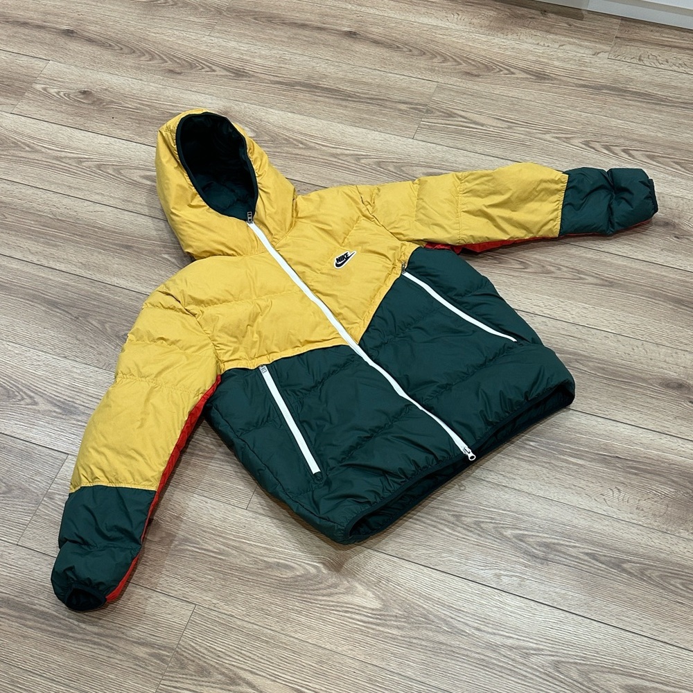 Nike Color Block Yellow & Green Puffer Jacket - Picture 6 of 6